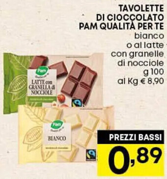 Pam Pam Qualità per te Tavolette di Cioccolato 100 g offerta