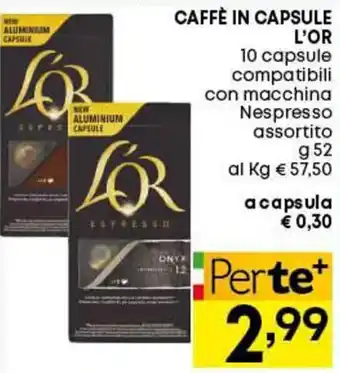 Pam L'Or Caffè 10 capsule 52 g offerta