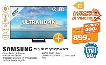 Expert Samsung Samsung TV QLED 4K 55” QE55Q70A Smart TV Wi-Fi Titan Gray 2021 offerta