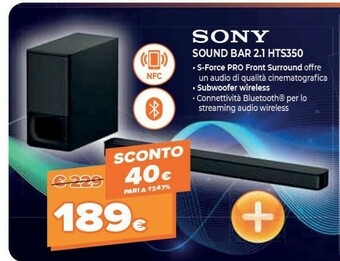 Expert Sony HT-S350, 2.1ch Soundbar Con Wireless Subwoofer offerta