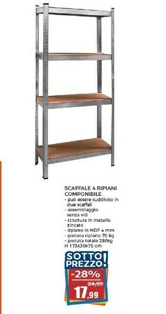 Happy Casa Scaffale 4 Ripiani Componibile offerta