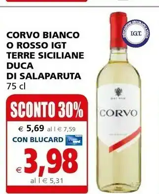 Il Gigante Duca Di Salaparuta Corvo Bianco Igt O Rosso Igt Terre Siciliane offerta