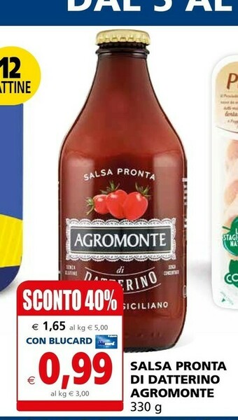 Il Gigante Agromonte Salsa Pronta Di Ciliegino Fresco E Siciliano Al Basilico 330 G(ml) offerta