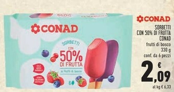 Conad Superstore Conad - Sorbetti Ai Frutti Di Bosco 330 G(ml) offerta