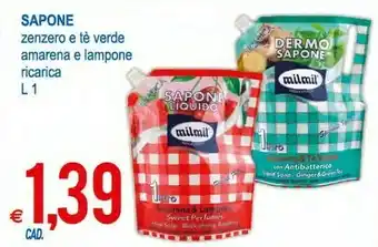 Milmil Sapone Zenzero E Te Verde/ Amarena E Lampone Ricarica