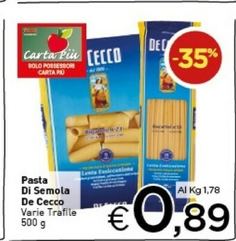 Crai De Cecco Pasta di semola offerta