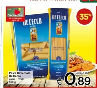 Crai De Cecco Pasta di semola offerta