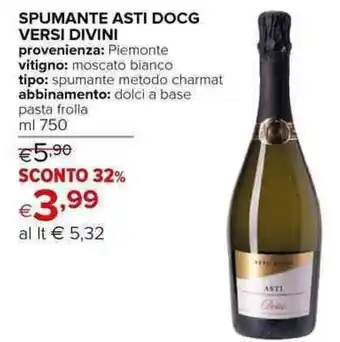 Iperal Versi Divini Spumante Asti DOCG 750 ml offerta
