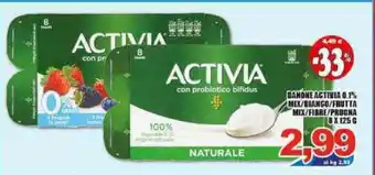 Sacoph Danone Activia 0,1% Mis/Bianco/Frutta Mix/Fibre/Prugna 8 x 125g offerta