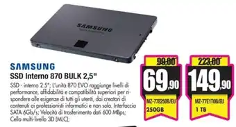 Dacia Samsung SSD Interno 870 Bulk 2,5" offerta