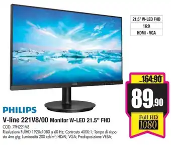 Philips V-line 221V8/800 Monitor W-LED 21.5" FHD