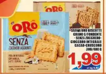 Sacoph Saiwa Oro Biscotti Grano C/ Fondente - Senza Zucchero - Cioccoro Integrale Cacao - Cruscoro 300 / 400 g offerta