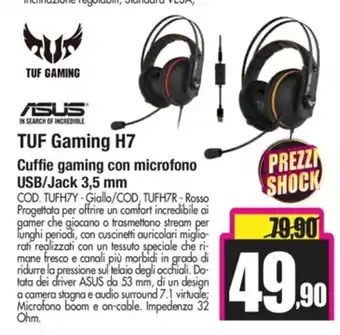 Asus Tuf Gaming H7 Cuffie gaming ccon microfono USB/Jack 3,5 mm