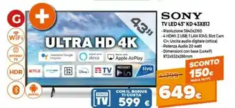 Expert Sony TV LED 43'' KD - 43X81J offerta
