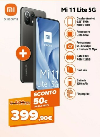 Expert Xiaomi Mi 11 Lite 5G 8 Gb 128 Gb 4250 MAh Doppia Sim offerta