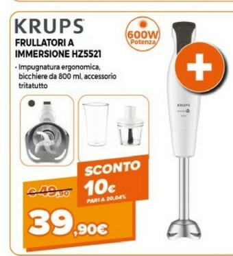 Expert Krups Frullatori A Immersione HZ5521 600 W offerta