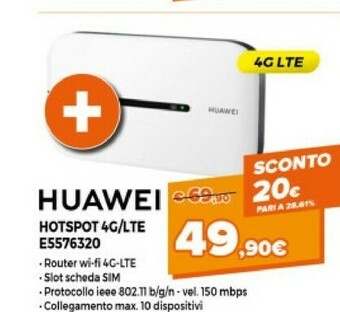 Expert Huawei Huawei E5576-320 Apparecchiature Di Rete Wireless Cellulare offerta