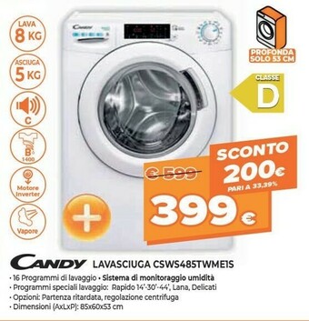 Expert Candy CSWS485TWMCE/1-S Lavatrice Da Incasso Caricamento Frontale 5 Kg 1400 Giri/min A Bianco offerta