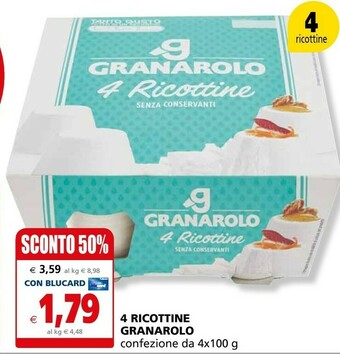 Il Gigante Granarolo 4 Ricottine 400 G(ml) offerta