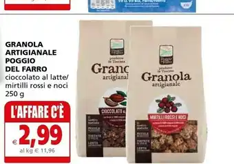 Poggio del farro Granola Artigianale Mirtilli Rossi E Noci 250 G(ml)