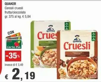 Crai Quaker Cereali offerta