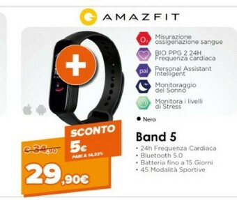 Expert Amazfit Amazfit Band 5 AMOLED Braccialetto Per Rilevamento Di Attività 2,79 Cm (1.1") Nero offerta