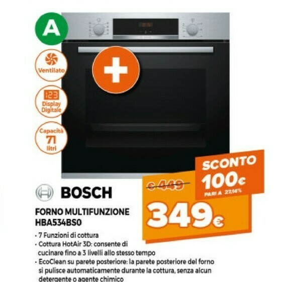 Bosch Serie 4 HBA534BS0 Forno Forno Elettrico 71 L Acciaio Inossidabile A  offerta di Expert