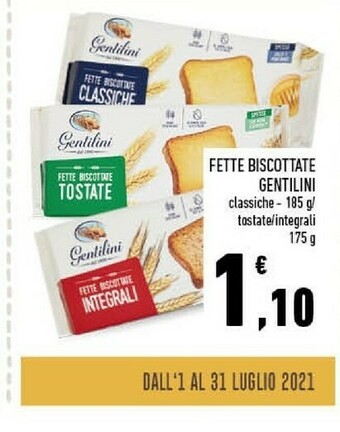 Conad Superstore Gentilini Fette Biscottate Tostate 175 G(ml) offerta
