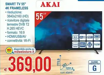 MD Discount Akai Smart TV 55'' 4k Frameless offerta
