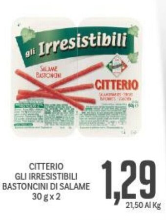 Supermercati Piccolo Citterio Gli Irresistibili Bastoncini di Salame 30 g x 2 offerta