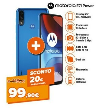 Expert Motorola Moto E7i Power 16,5 Cm (6.5") Android 10 Go Edition 4G USB Tipo-C 2 GB 32 GB 5000 MAh Blu offerta