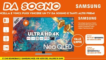 Expert Samsung Samsung TV Neo QLED 4K 65” QE65QN85A Smart TV Wi-Fi Eclipse Silver 2021 offerta