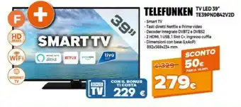 Expert Telefunken TV LED 39'' TE39PNDB42V2D offerta