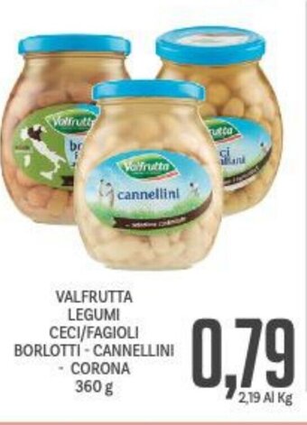 Supermercati Piccolo Valfrutta Legumi Ceci/Fagioli Borlotti - cannellini - corona 360 g offerta