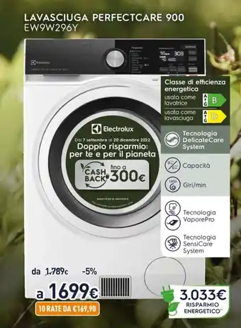 Unieuro Electrolux Lavasciuga Perfectcare 900 EW9W296Y offerta