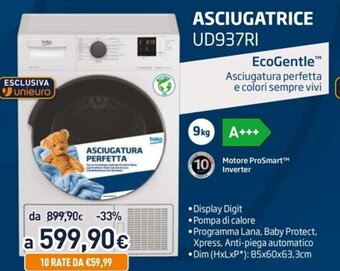 Unieuro beko Asciugatrice UD937RI offerta