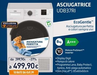 Unieuro beko Asciugatrice UD837RI offerta