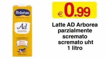 Arborea Latte AD Parzialmente Scremato Scremato UHT 1 Litro