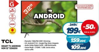 Expert TCL Smart TV Android HDR 32" 32S6200 offerta