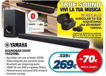 Yamaha Soundbar 200W YAS209BL