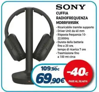 Expert Sony Cuffia Radiofrequenza MDRRF895RK offerta