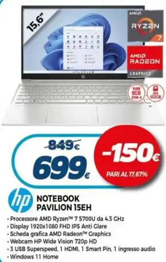 Expert HP Notebook Pavilion 15EH offerta