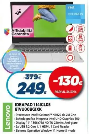 Expert Ideapad 114IGLO5 81VU00BGIXK offerta