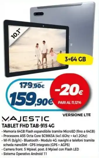 Expert Majestic Tablet FHD TAB-915 4G offerta