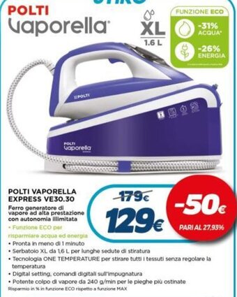 Expert Polti Vaporella Express VE30.30 offerta
