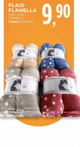 Conad Plaid Flanella tinta unita, 210x180 o 2 pezzi 120x160 offerta