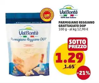 PENNY ValBontà Parmigiano Reggiano Grattugiato DOP 100 g offerta