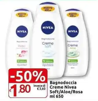Carrefour Express Nivea Bagnodoccia Creme Soft/Aloe/Rosa ml 650 offerta