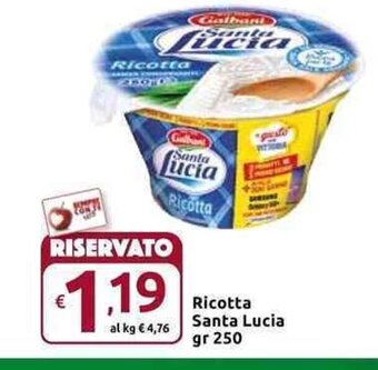 Carrefour Express Ricotta Santa Lucia gr 250 offerta