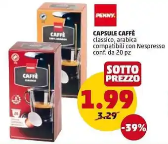 PENNY Penny Capsule Caffè classico, arabica compatibili con Nespresso conf. da 20 pz offerta